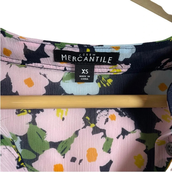 J. Crew Mercantile Drapey Floral Tie-Front Dress in Blue/Purple Size XS - Picture 6 of 15